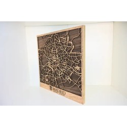 Mapa decorativo de Madrid en madera natural