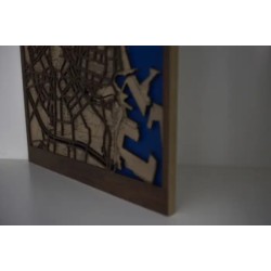 Mapa decorativo de Valencia en madera visto de perfil