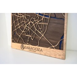 Mapa de Zaragoza en madera – detalle del grabado