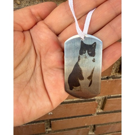 Placa metálica para gato personalizada con imagen