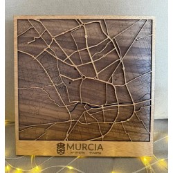 Mapa de madera de Murcia grabado artesanal