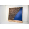 Mapa de madera de Barcelona con diseño urbano decorativo y acabado artesanal