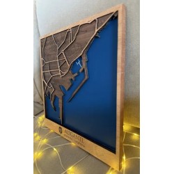 Mapa decorativo de Alicante en madera natural