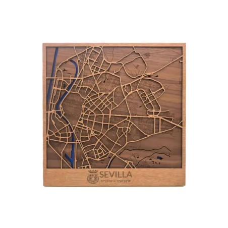 Mapa de madera de Sevilla | Decoración artesanal y moderna