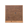 Mapa de Łódź en madera natural con diseño urbano en relieve