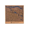 Mapa de Wrocław en madera natural con diseño urbano en relieve