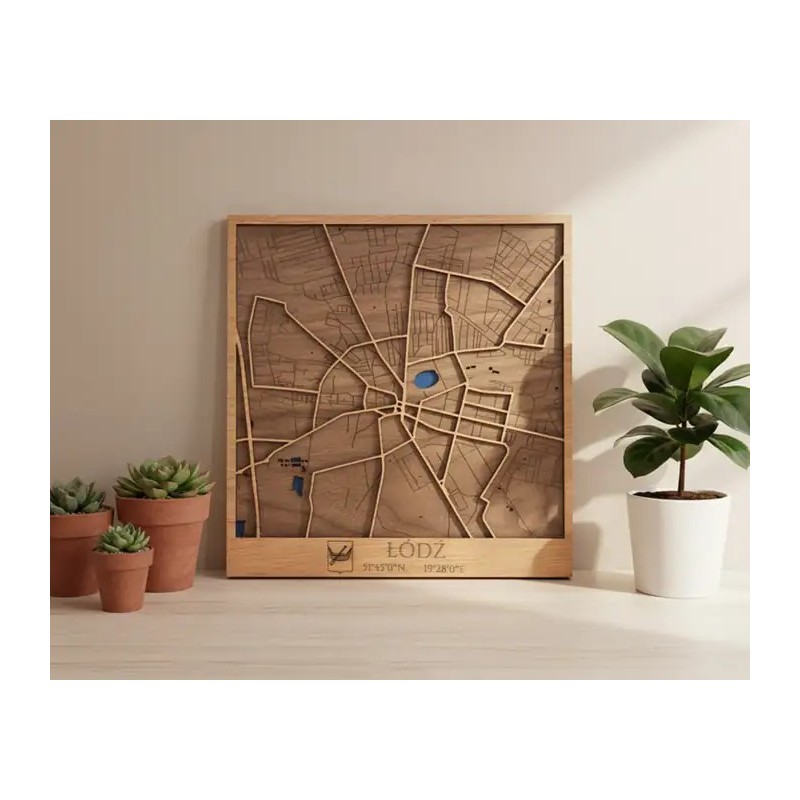 mapa de madera artesana lodz