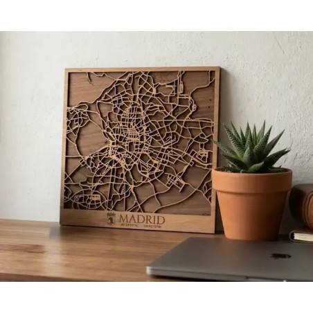 mapa de madera rustica de madrid