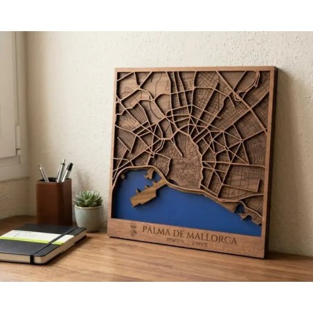 mapa de madera rustica - palma de mallorca
