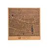 Mapa de Katowice en madera con diseño urbano en relieve