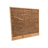 Mapa de Lublin en madera con diseño urbano en relieve