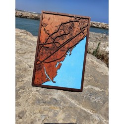 Mapa de madera de Barcelona | Decoración artesanal única