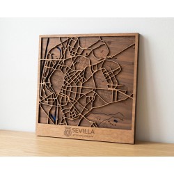 Mapa de madera de Sevilla | Decoración artesanal y moderna