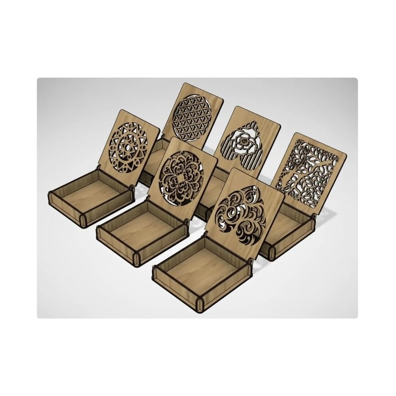 Tapa calada ornamental de caja joyero artesanal 9x9 cm