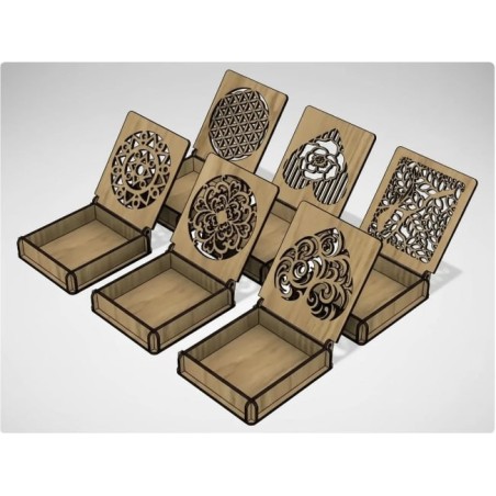Tapa calada ornamental de caja joyero artesanal 9x9 cm