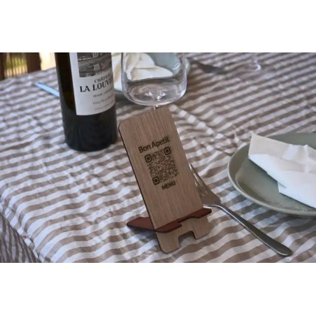 QR decorativo eco-friendly hecho con materiales naturales y sostenibles – Ideal para bares, restaurantes y hoteles